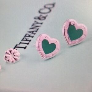 Tiffany & Co Silver and Blue Heart Earrings